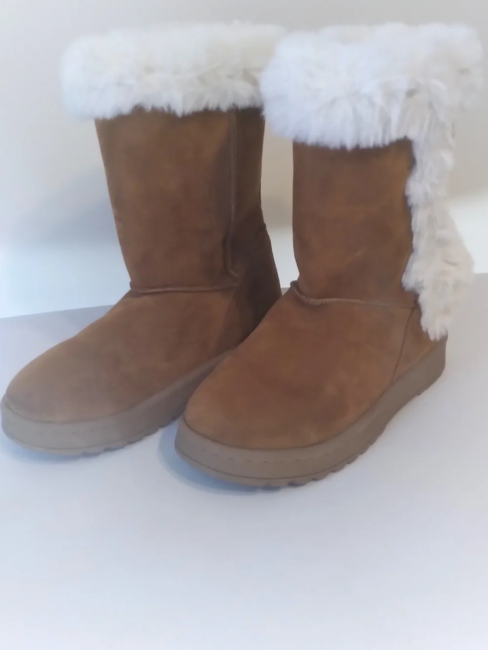 SO Girls Fuzzy Faux Gur-Lined Suede Winter Boots - Chestnut